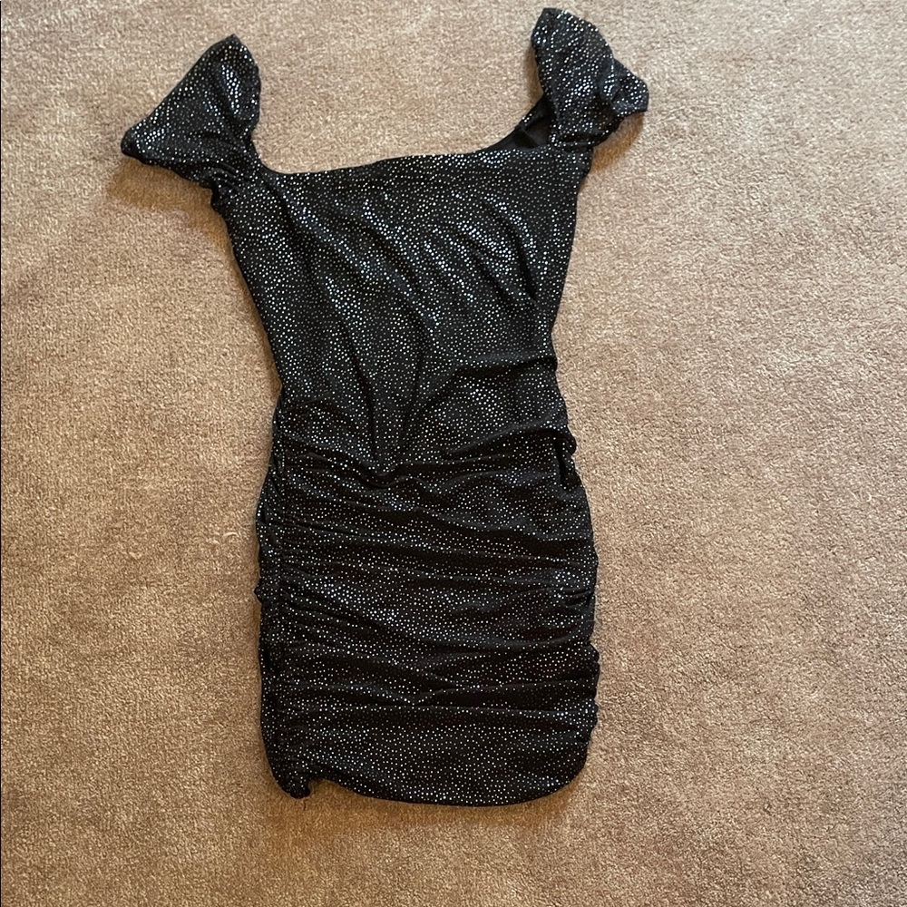 Lucy in the Sky Shimmering Black Mini Dress